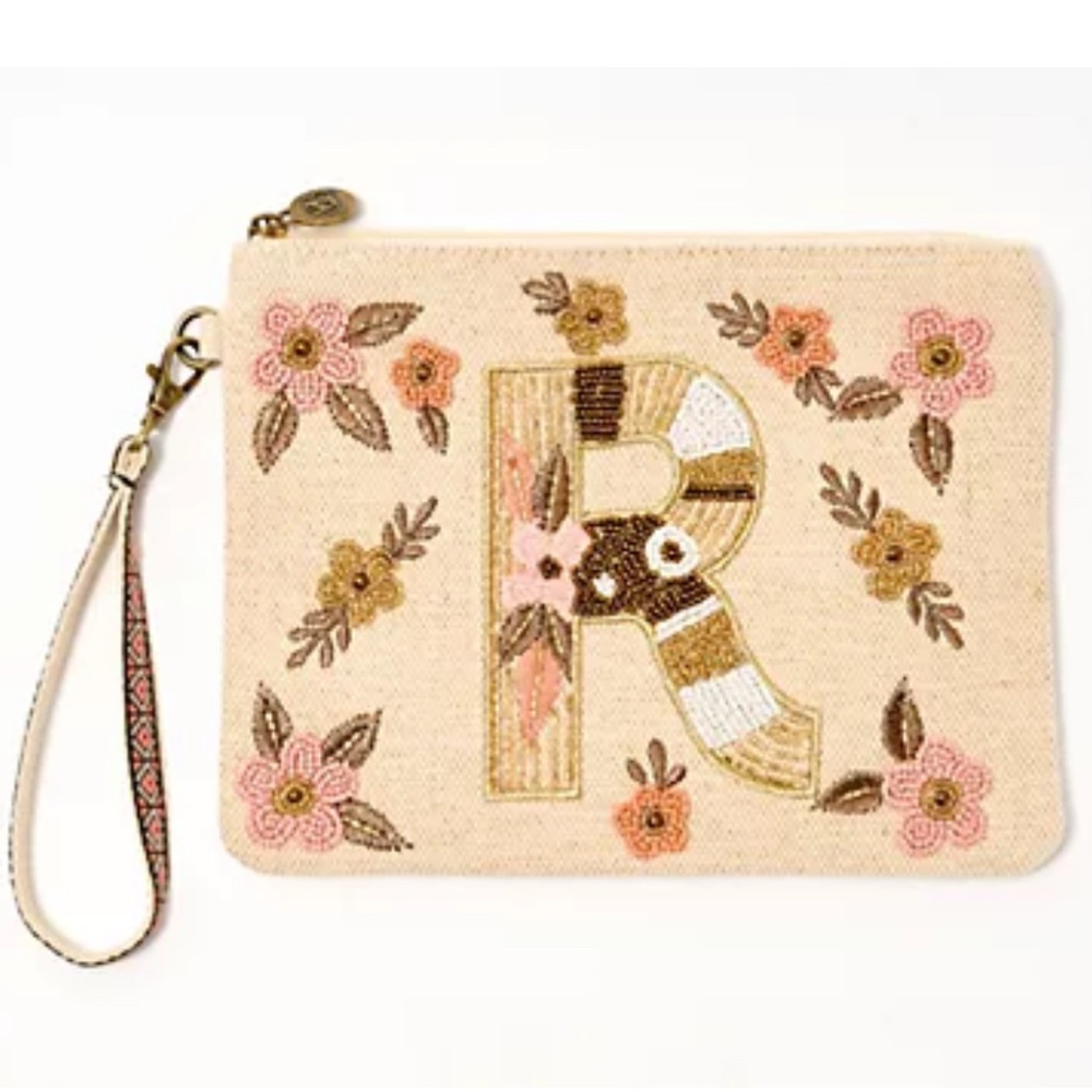 Embroidered Clutch with Zipper Closure
